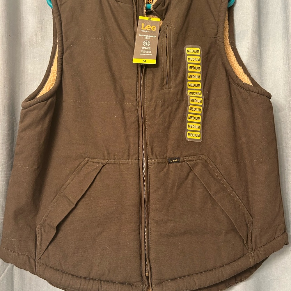 Lee Men's select workwear khaki canvas Sherpa lined Vest